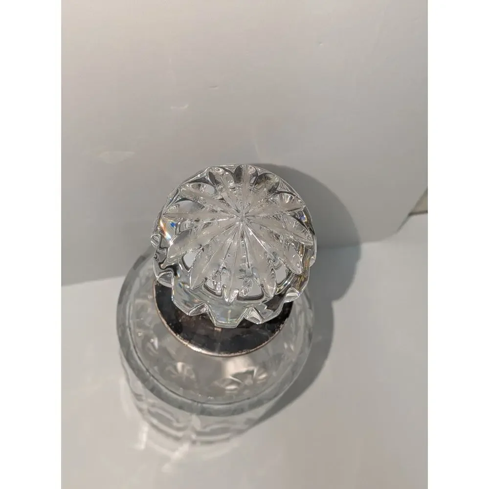 VTG 60s Roberts & Dore 925 Sterling Silver Rim Cut Crystal Decanter